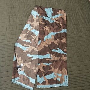 Valentino Brown and Blue Camouflage Scarf